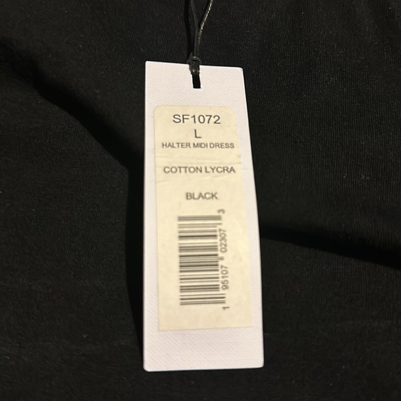 NWT MICHAEL STARS Halter Neck Racerback Ruched Sides Midi Dress Black - Picture 12 of 13